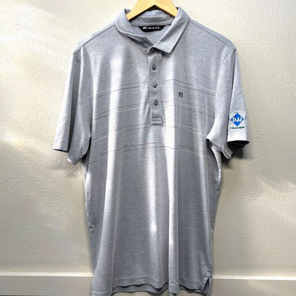 Travis Mathew Mens Gray Collared Polo Short Sleeve Shirt sz XL